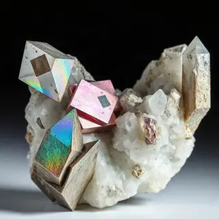 A specimen of bismuth crystal showing accurate iridescent ox