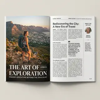A magazine double-page spread with a left page containing a 