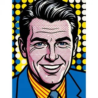 A portrait of a man in Pop Art style — bold outlines, Ben-Da