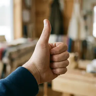 A hand giving a thumbs-up with four fingers curled and thumb