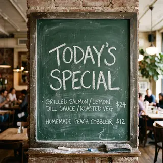 The phrase 'TODAY'S SPECIAL' written in white chalk on a dar