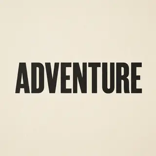 The word 'ADVENTURE' in big bold letters centered on a plain