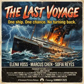 A vintage movie poster for 'THE LAST VOYAGE' featuring a tag