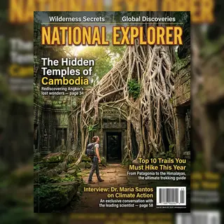 A magazine cover titled 'NATIONAL EXPLORER' with cover lines