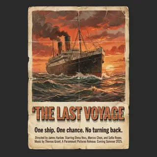 A vintage movie poster for 'THE LAST VOYAGE' featuring a tag