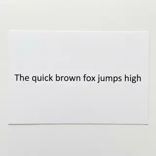 The sentence 'The quick brown fox jumps high' in clean black