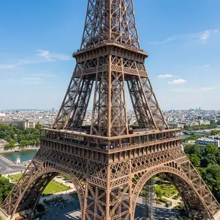 The Eiffel Tower in Paris on a clear day, architecturally ac