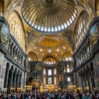 The Hagia Sophia interior showing the massive central dome, 