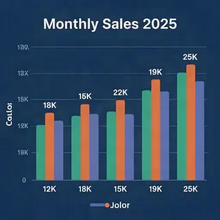 A bar chart showing monthly sales for January through June w
