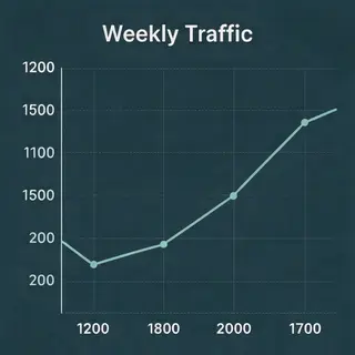 A simple line graph showing daily website visitors over one 