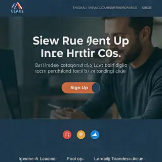 A landing page design with a hero header image at the top, a