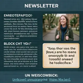 A newsletter layout with a banner image header, a two-column