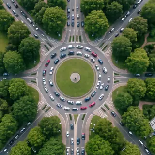 An aerial bird's-eye view looking straight down at a traffic