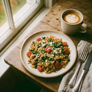 A food photograph shot from above at 35mm f/2.8 with natural