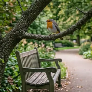 A bird perched on a branch, the branch extending from a tree