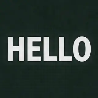A single large word 'HELLO' centered on a white background
