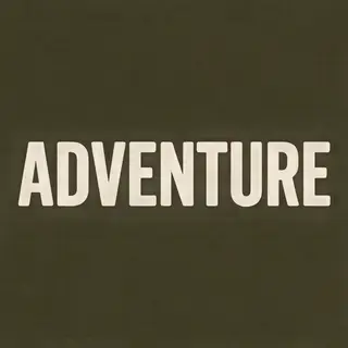 The word 'ADVENTURE' in big bold letters centered on a plain