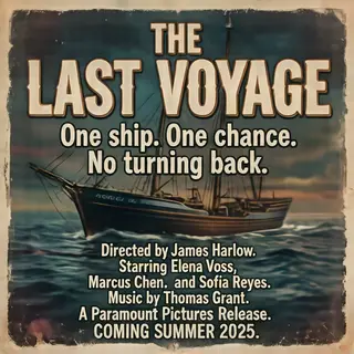 A vintage movie poster for 'THE LAST VOYAGE' featuring a tag
