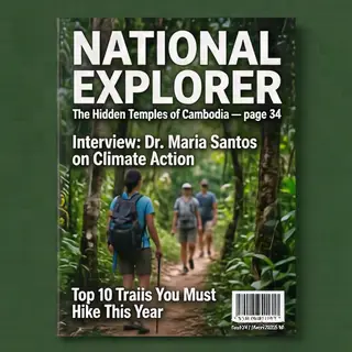 A magazine cover titled 'NATIONAL EXPLORER' with cover lines