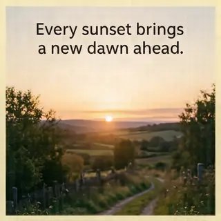 'Every sunset brings a new dawn ahead' written neatly on a p