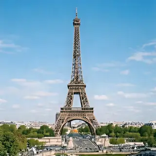 The Eiffel Tower in Paris on a clear day, architecturally ac