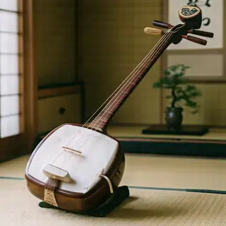 A traditional Japanese shamisen instrument with accurate thr