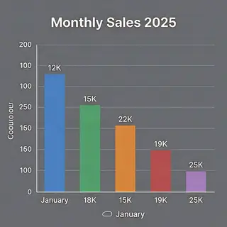 A bar chart showing monthly sales for January through June w