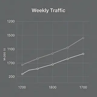 A simple line graph showing daily website visitors over one 