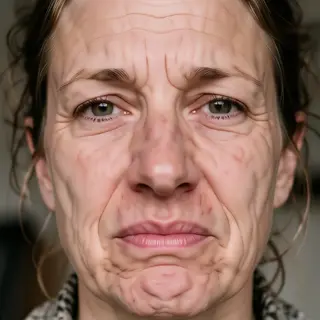 A close-up of a person's face showing clear disgust, nose wr