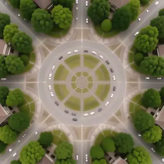 An aerial bird's-eye view looking straight down at a traffic