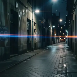 A cinematic frame with blue and orange anamorphic lens flare