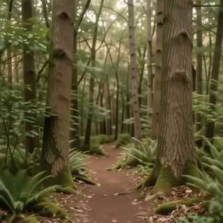 A forest scene where the foliage is precisely #2D5F2D (dark 