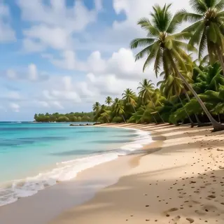 A tropical beach scene with no people