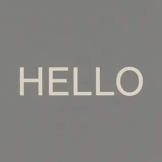 A single large word 'HELLO' centered on a white background