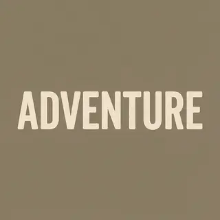 The word 'ADVENTURE' in big bold letters centered on a plain