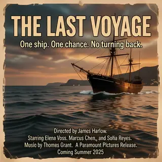 A vintage movie poster for 'THE LAST VOYAGE' featuring a tag