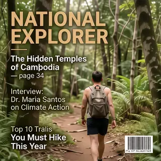 A magazine cover titled 'NATIONAL EXPLORER' with cover lines