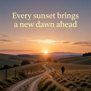 'Every sunset brings a new dawn ahead' written neatly on a p