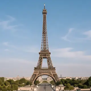 The Eiffel Tower in Paris on a clear day, architecturally ac