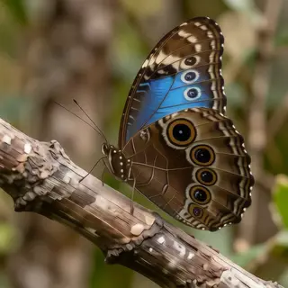 A Morpho menelaus butterfly with accurate iridescent blue do
