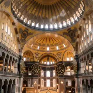 The Hagia Sophia interior showing the massive central dome, 