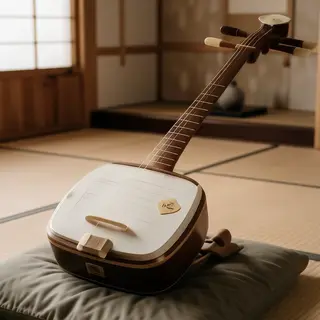 A traditional Japanese shamisen instrument with accurate thr