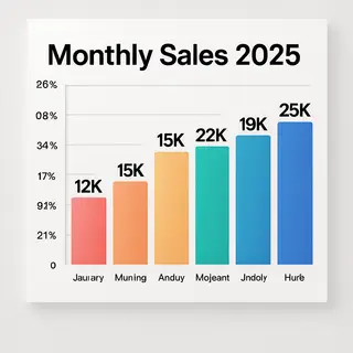 A bar chart showing monthly sales for January through June w