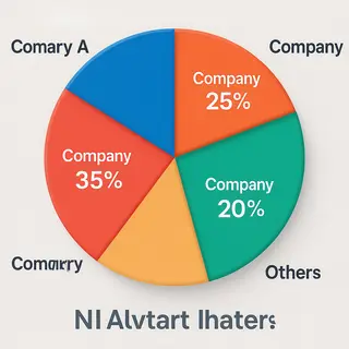 A pie chart showing market share: Company A 35%, Company B 2