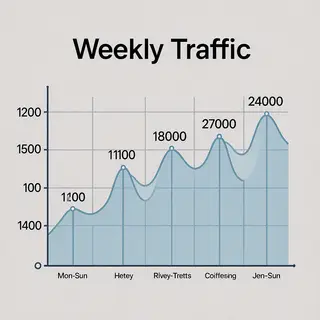 A simple line graph showing daily website visitors over one 
