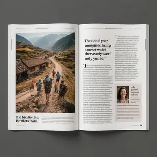 A magazine double-page spread with a left page containing a 