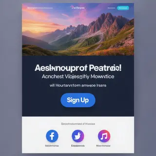 A landing page design with a hero header image at the top, a
