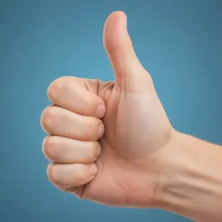 A hand giving a thumbs-up with four fingers curled and thumb