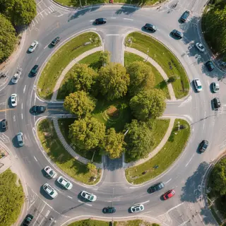 An aerial bird's-eye view looking straight down at a traffic