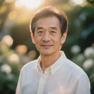 A portrait shot at 85mm f/1.4 with creamy bokeh background, 